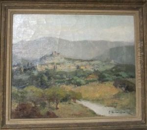 Vue Du Village D'orgon En Provence