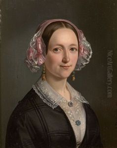 Portrait De Jeune Dame A La Coiffe, Portrait De Jeune Homme (2 Works) by Carl Vilhelm Balsgaard