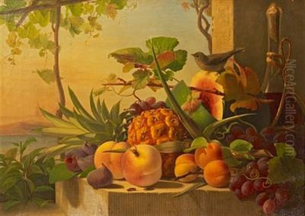 Still Life With Fruit, Landscape And A Bird - view 1