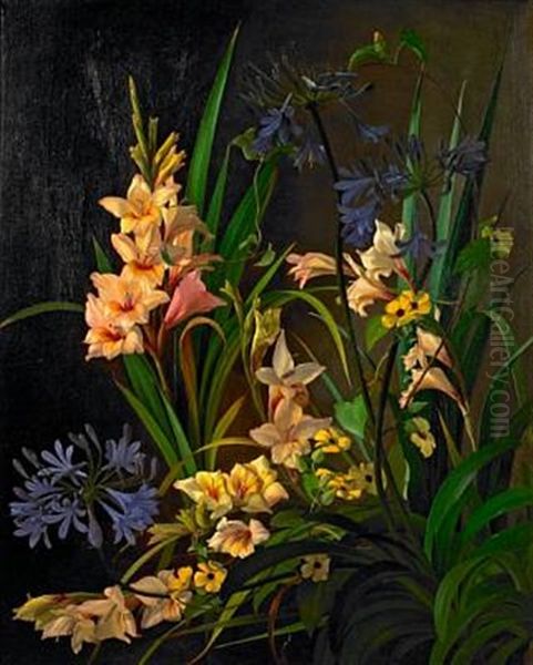 Gladiolus And Blue Agapanthus - view 1