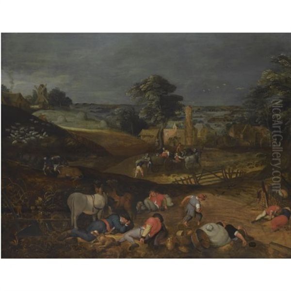 Landscape With Peasants Harvesting, While Others Rest In The Foreground, Or The Devil Sewing Tares - view 1