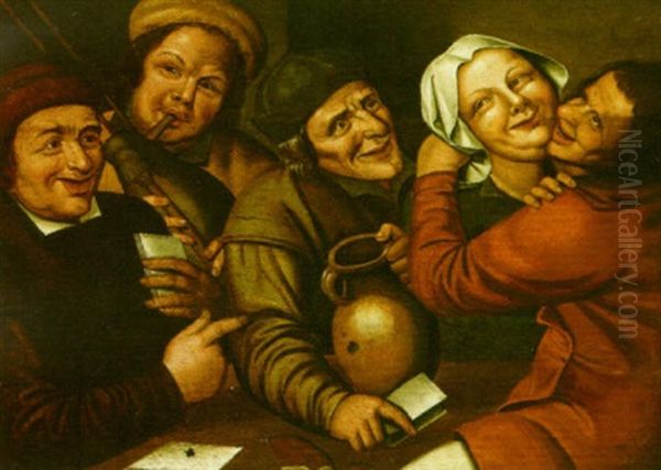 A Merry Company Playing Cards And Music - view 1