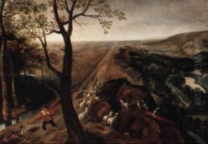 Landschaft Mit Hirt, Der Seine Schafherde Verteidigt