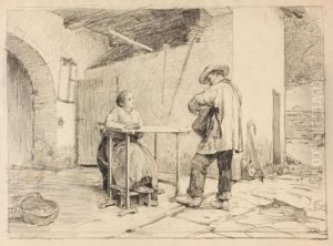 Scena Di Vita Contadina by Louis Emile Adan