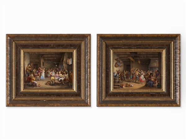 2 Porcelain Plaques With Genre Scenes - view 1