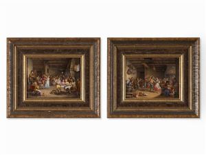 2 Porcelain Plaques With Genre Scenes by Jean-Georges Baltz