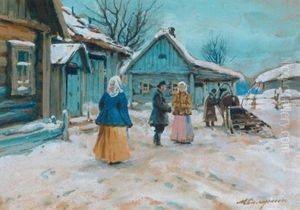 Winter Im Dorf by Michael Abramovitch Balunin