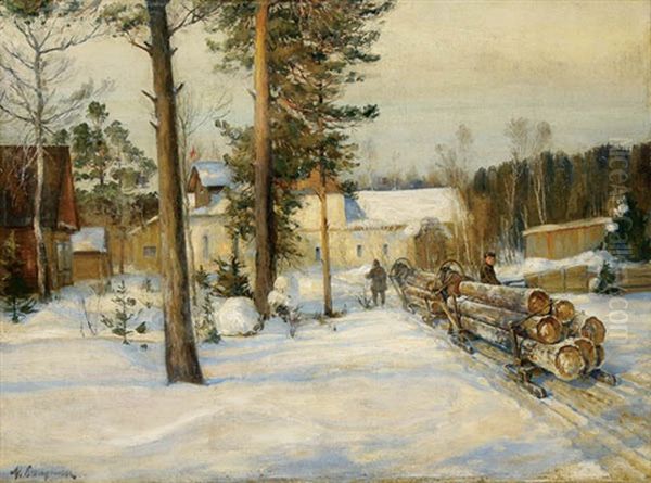 Hauling Lumber In Winter - view 1