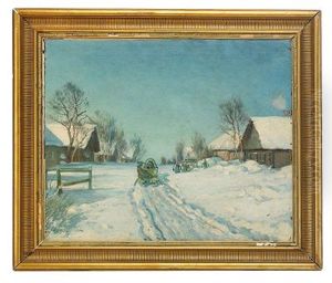 Snow-covered Village by Michael Abramovitch Balunin