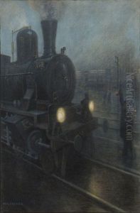 Cyclus Die Eisenbahn / No. 6, !halt.! by Hans Baluschek