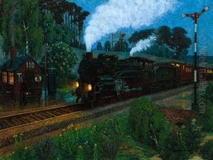 Anfahrender Schnellzug by Hans Baluschek