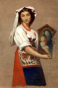 A Neapolitan Beauty Holding An Icon by Raymond Balze