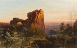 Spanische Gebirgslandschaft Bei Sonnenuntergang by Fritz Bamberger