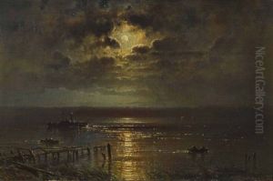 Dampfschiff Maximilian Auf Nachtlicher Fahrt by Fritz Bamberger