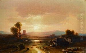 Sudliche Landschaft Mit Sonnenuntergang
