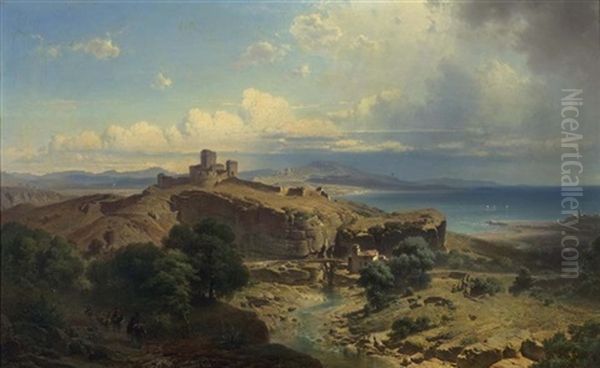 Kustenlandschaft Mit Ansicht Einer Burg - view 1