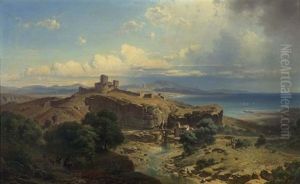 Kustenlandschaft Mit Ansicht Einer Burg Kustenlandschaft Mit Ansicht Einer Burg