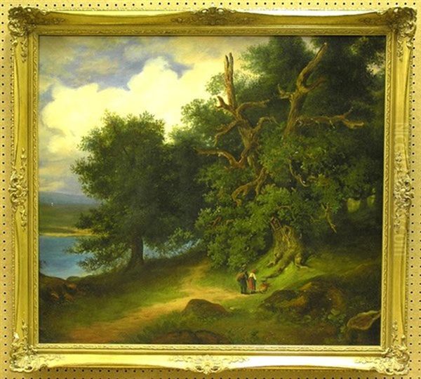 Wooded Landscape With Two Peasants - view 1