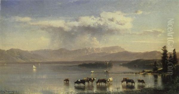 Blick Uber Den Starnberger See Auf Die Roseninsel Und Die Zugspitze - view 1