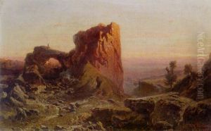 Felsige Gebirgslandschaft Im Morgenrot by Fritz Bamberger