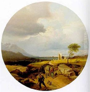 Travellers On A Path In An Extensive Landscape