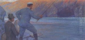 Fischer Am Flus by Gustav Bamberger