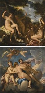 The Three Graces; Diana And Her Nymphs by Nicolo Bambini