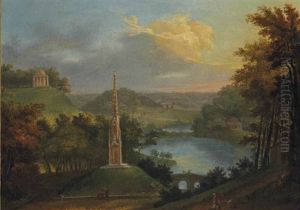 Vue Du Parc De Stourhead Avec Des Promeneurs by Copleston Warre Bampfylde