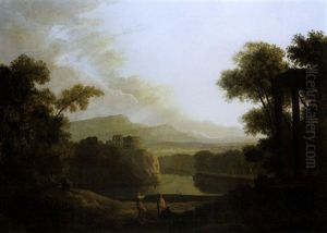 An Extensive Italianate River Landscape With Ruins And Figures In The Foreground