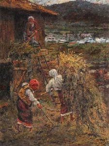 Peasant Women Harvesting Hay by Octav Bancila