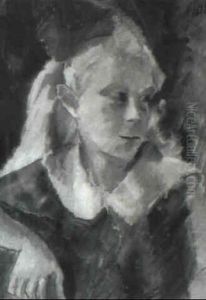 Madchen Mit Roter Schleife Im Haar by Alma del Banco