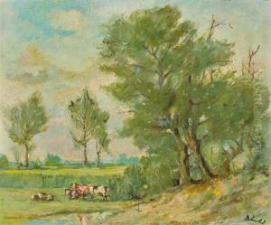 Bander_hermann Sommerliche Weidelandschaft by Hermann Baender