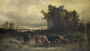 Untitled (cow Herd In Pastoral Landscape) by Edward Mitchell Bannister