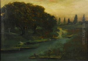River Landscape At Sunset by Edward Mitchell Bannister