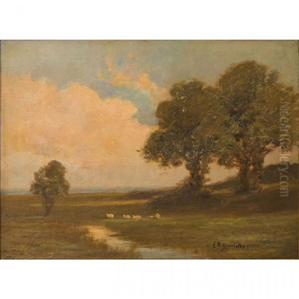 Sheep Grazing In A Newport, Rhode Island Landscape - view 1