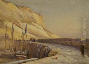 A Corner Of The Old Harbour And Three Views Of The Old Town Scarborough by Charles William Adderton