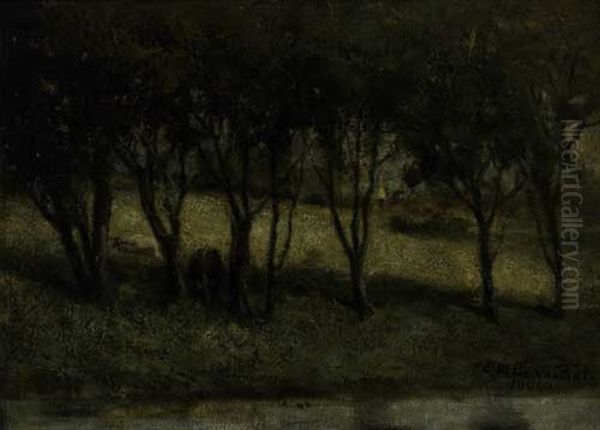 Untitled - Cows In Pasture, Near A Stream - view 1