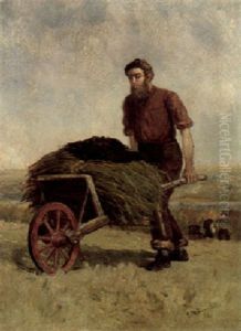 Farmer Pushing A Wheelbarrow