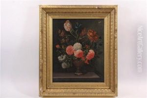 Still Life With Vase Of Flowers In The Dutch Style by Johann Wilhelm David Bantelmann