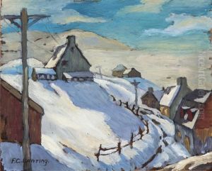 Untitled - Village In Winter by Sir Frederick Grant Banting