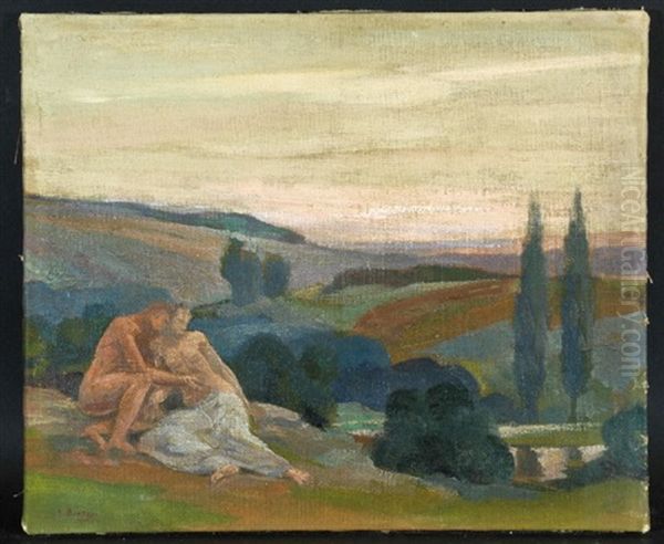 Liebespaar In Toskanischer Landschaft (+ Studie, Verso) - view 1