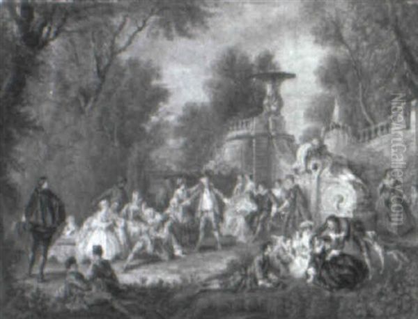 Elegant Figures Playing Colin-maillard In A Park - view 1