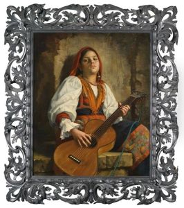 Gitarrenspielerin by Leopold Bara