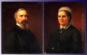 Portrait Of A Lady (+ Portrait Of A Gent, Pair) by Miklos Barabas