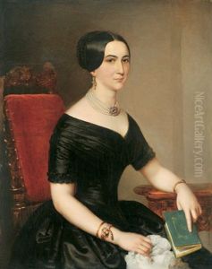 Girl With Pearl Necklace by Miklos Barabas