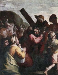 Christ On The Road To Calvary With Saint Veronica Holding The Sudarium by Simone Barabino