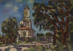 Church In Arcachon, France by Vladimir Davidovich Baranoff-Rossine