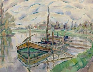 Barges Sur La Dniepr by Vladimir Davidovich Baranoff-Rossine