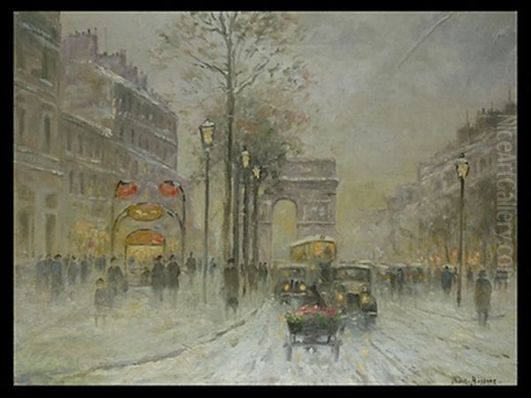 Champs-elysees In Paris An Einem Winterabend - view 1