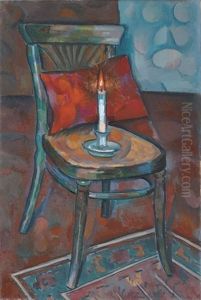 Still Life With Chair And Candle by Vladimir Davidovich Baranoff-Rossine